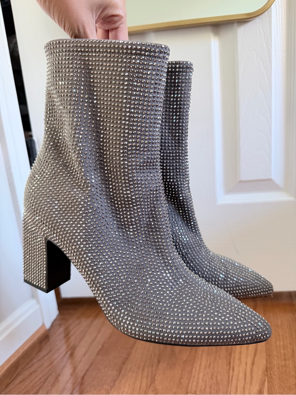 a new day Grey Crystal-Stud Ankle Boots